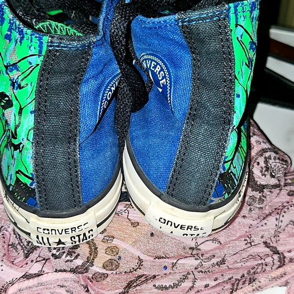 EUC Vintage Boys Converse Midnight Hound Blue and Green Artistic High-Tops - Picture 4 of 5